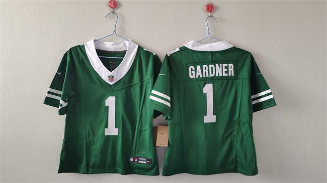Womens New York Jets #1 Sauce Gardner Green 2024 FU.S.E Vapor Football Stitched Jersey->women nfl jersey->Women Jersey